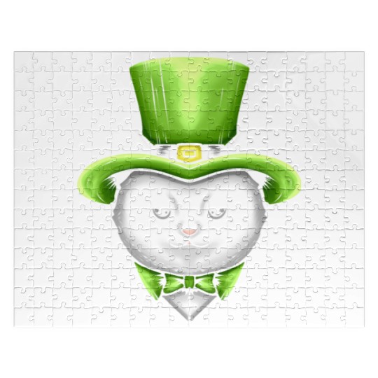Cute Kawaii Cat With Leprechauns Hat On St Jigsaw Puzzles