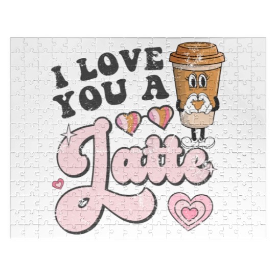 I Love You A Latte Coffee Groovy Valentines Latte Jigsaw Puzzles