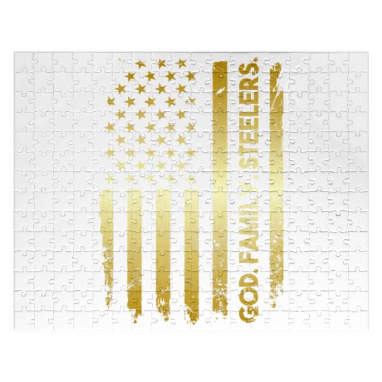 God Family Steeler Pro Us Flag Jigsaw Puzzles Father's Day
