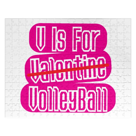 V Is Valentine VolleyBall - Funny Valentine Gifts Jigsaw Puzzles