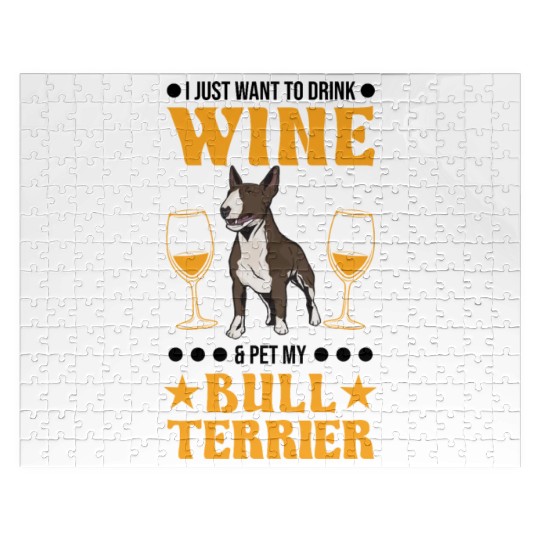 Bull Terrier And Wine Miniature Jigsaw Puzzles
