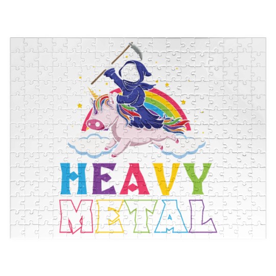 Metal Heavy Music Unicorn Skeleton Grim Rock Heavy Jigsaw Puzzles