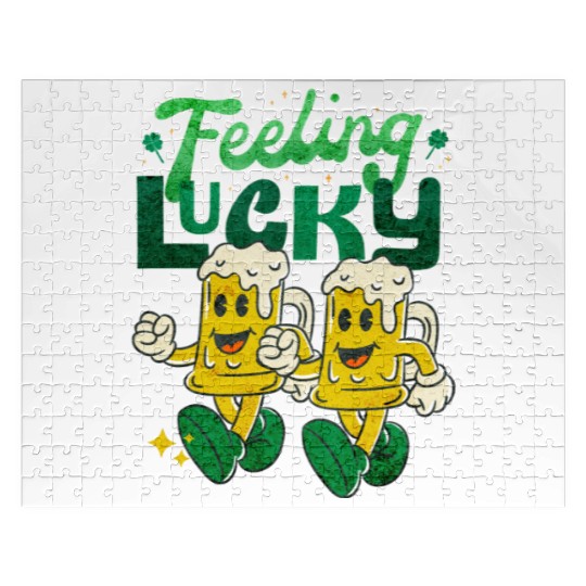 St Patrick's Day Feeling Lucky Retro Vintage Beer Jigsaw Puzzles