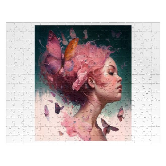 Breast Cancer Survivor Pink Flower Hair Girl Jigsaw Puzzles