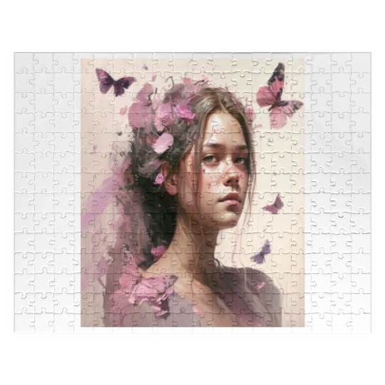 Breast Cancer Survivor Pink Flower Hair Girl Jigsaw Puzzles