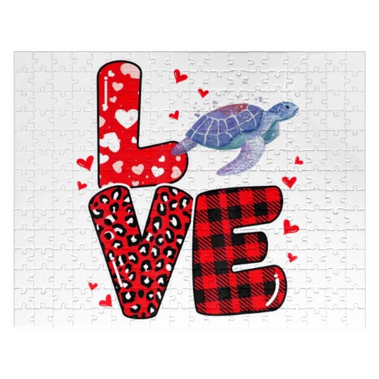 Sea Turtle Lover Heart Sea Turtle Valentine Jigsaw Puzzles