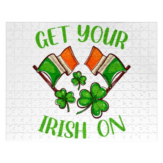 Get Your Irish On Ireland Flags and Clover Leaf Jigsaw Puzzles