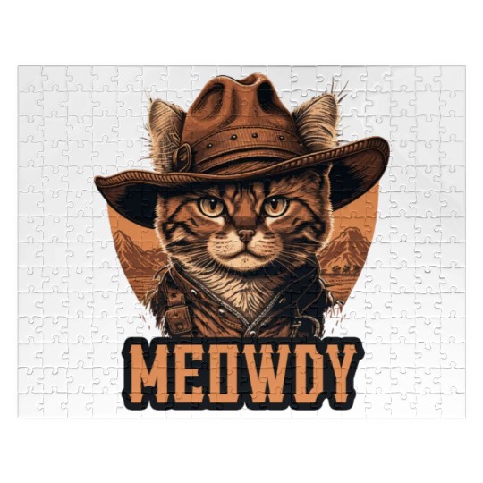 Meowdy - Funny Mashup Between Meow and Howdy - Cat Jigsaw Puzzles