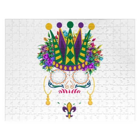 Dia De Los Muertos Mardi Gras Costume Flower Sugar Jigsaw Puzzles