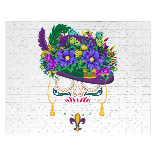 Mardi Gras Costume Dia De Los Muertos Flower Sugar Jigsaw Puzzles