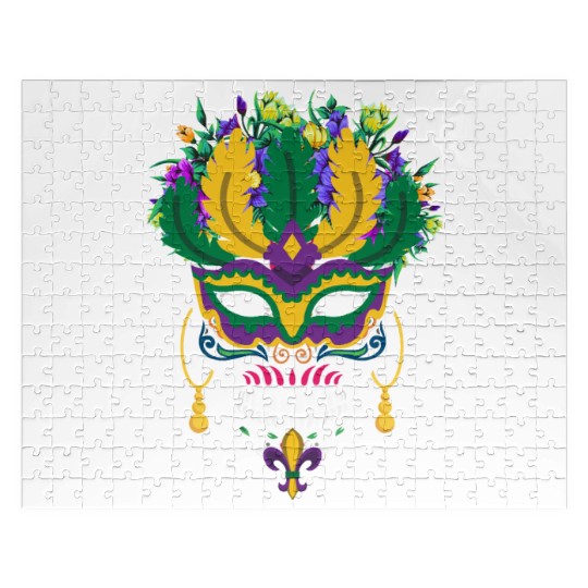 Dia De Los Muertos Mardi Gras Costume Flower Sugar Jigsaw Puzzles