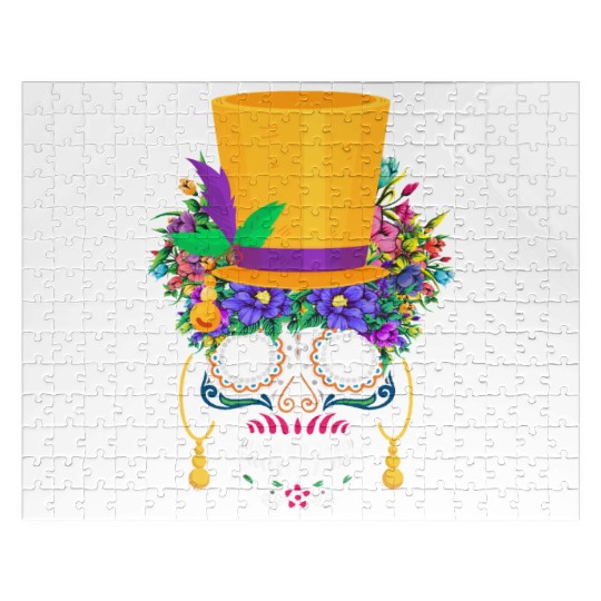 Mardi Gras Costume El Dia De Los Muertos Flower Jigsaw Puzzles