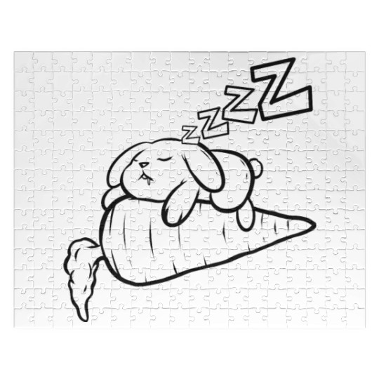 Sleeping Rabbit On Carrot As Color In Easter Jigsaw Puzzles