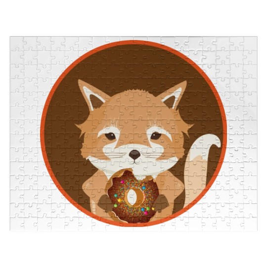 magical little fox with delicious donut Jigsaw Puzzles