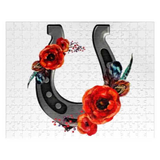 Floral Horseshoe With Poppies Jigsaw Puzzles