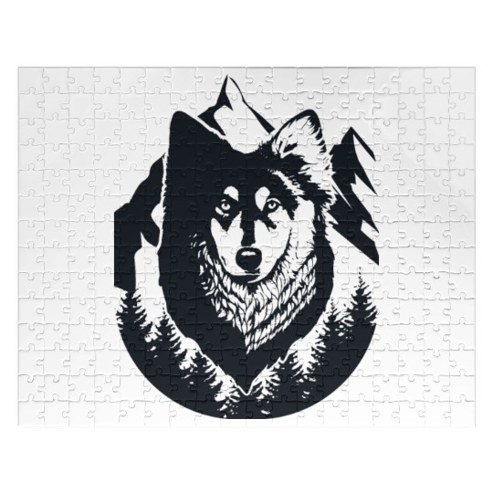 Mountain forest and wolf Jigsaw Puzzles