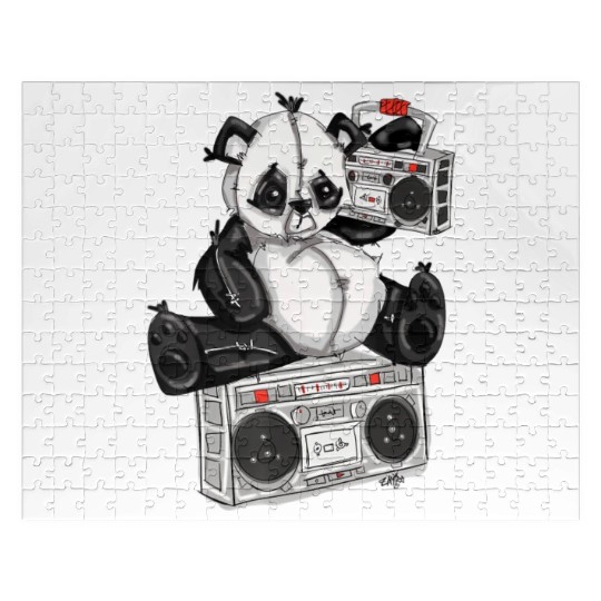 DJ Hip Hop Panda Bear by San Francisco Street Arti Jigsaw Puzzles