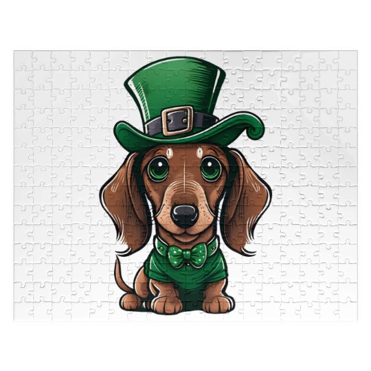 St Patricks Day Dachshund 17 March Wiener Dog Jigsaw Puzzles