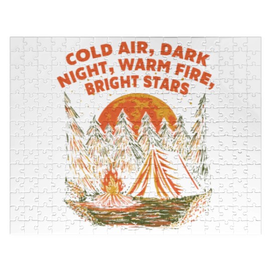 Warm Fire Bright Stars Camping Wildlife Camper Out Jigsaw Puzzles