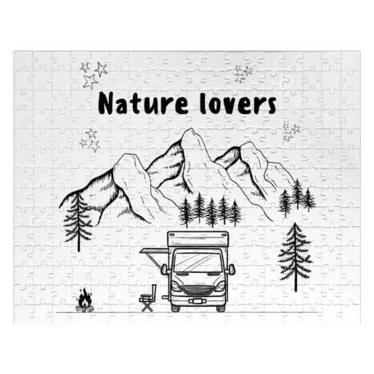 Nature Lovers Motorhome Parked Mountain Forest Jigsaw Puzzles
