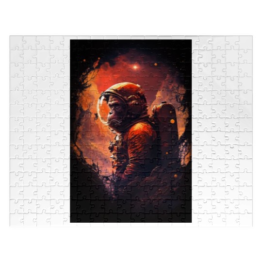 Monkey Astronaut Chimpanzee Space Surreal Moon Jigsaw Puzzles