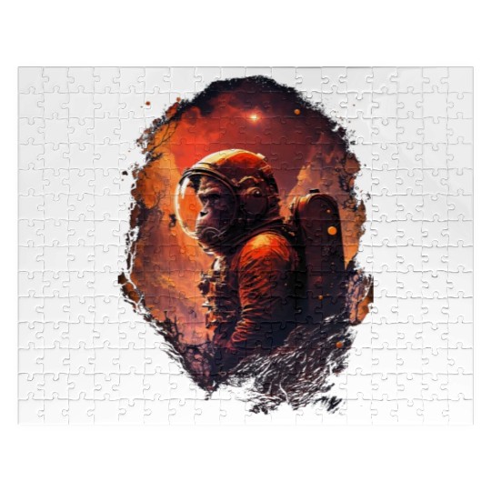 Monkey Astronaut Chimpanzee Space Surreal Moon Jigsaw Puzzles
