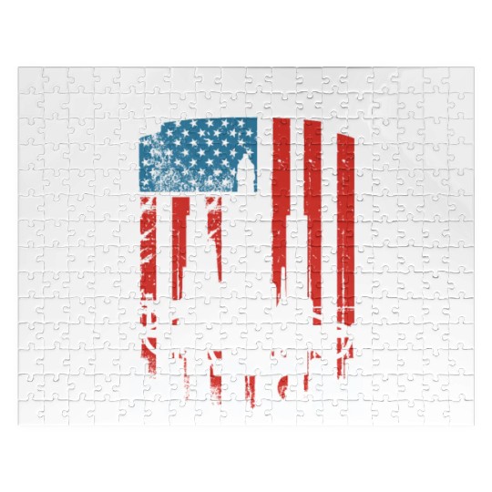 Oilfield Oil Drilling Us Flag Jigsaw Puzzles