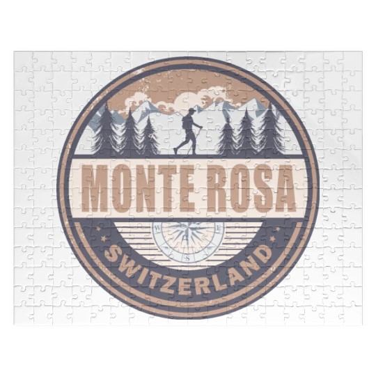 Monte Rosa Switzerland Swiss Alps Vintage Hiking Jigsaw Puzzles