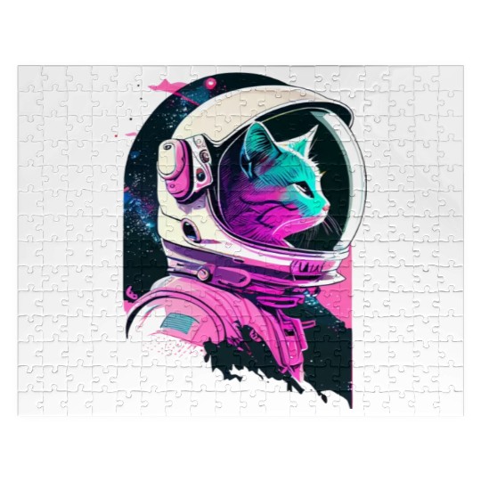Aesthetic Vaporwave Space Cat 80s 90s Astronaut Jigsaw Puzzles