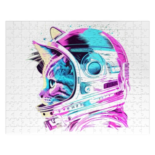 Aesthetic Vaporwave Space Cat 80s 90s Astronaut Jigsaw Puzzles