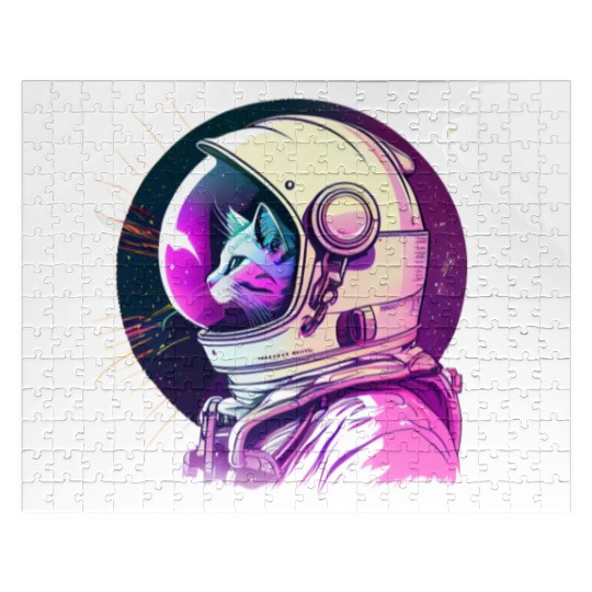 Aesthetic Vaporwave Space Cat 80s 90s Astronaut Jigsaw Puzzles