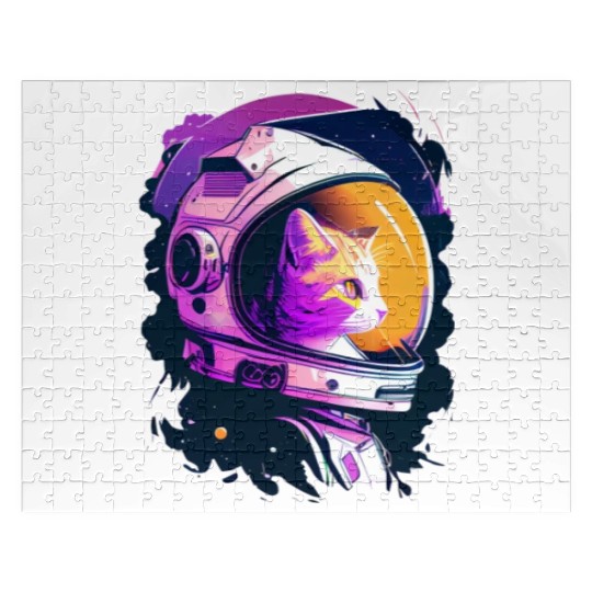 Aesthetic Vaporwave Space Cat 80s 90s Astronaut Jigsaw Puzzles