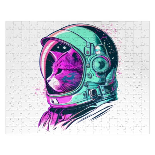 Aesthetic Vaporwave Space Cat 80s 90s Astronaut Jigsaw Puzzles