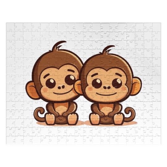 Monkeys siblings brother sister family love ape Jigsaw Puzzles