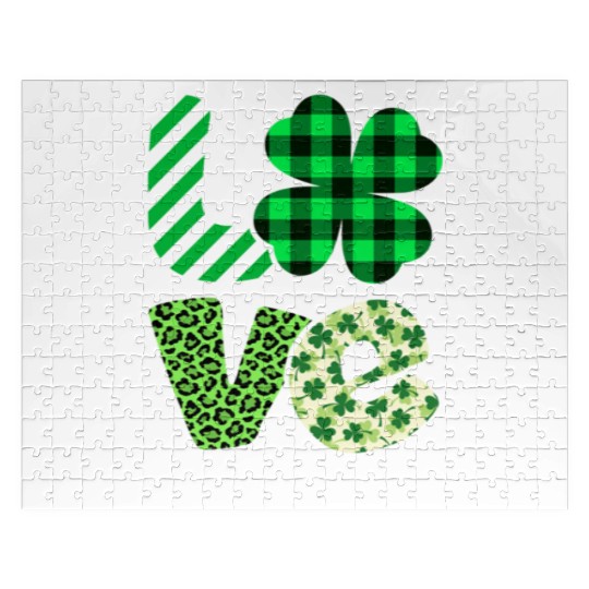 Love Pop Pop Green Plaid Leopard Shamrock Jigsaw Puzzles
