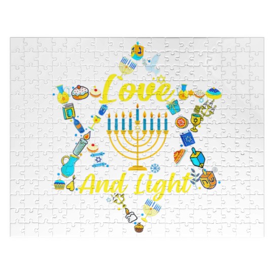 Love and Light Hanukkah Jigsaw Puzzles Jew Menorah Jewish C