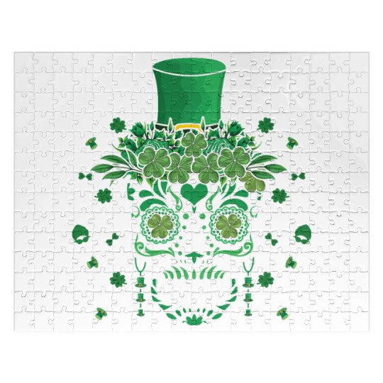 El Dia De Los Muertos St Patty's Day Irish Flower Jigsaw Puzzles