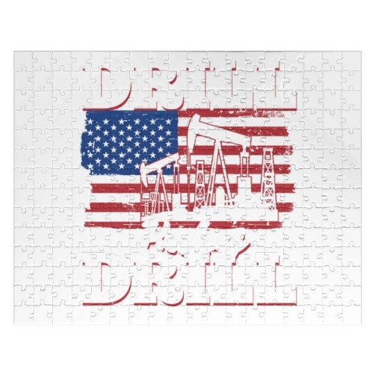 Oilfield Oil Drilling Us Flag Drill Baby Drill Jigsaw Puzzles
