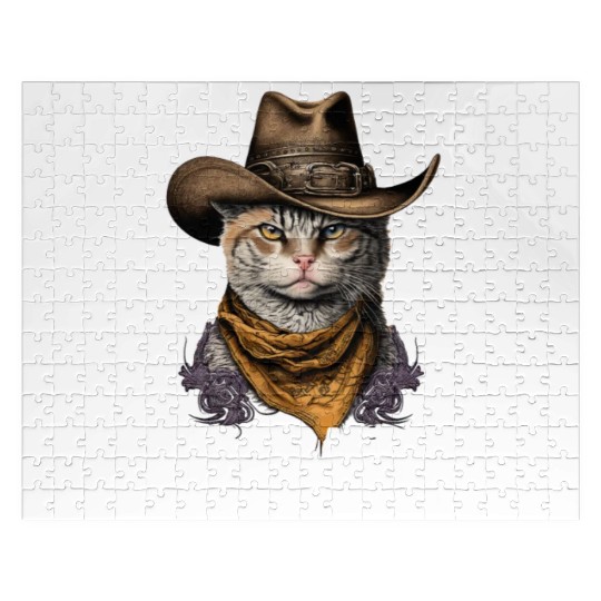 Meowdy Cat Meme Country Meow Howdy Funny Jigsaw Puzzles