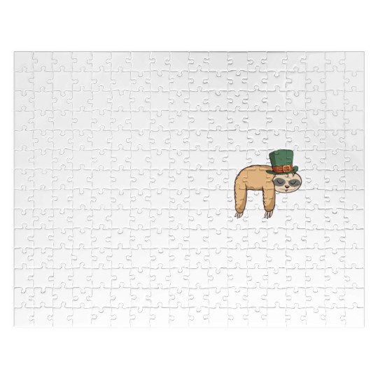 Happy St Patrick's Day Sleeping Sloth Gift Jigsaw Puzzles