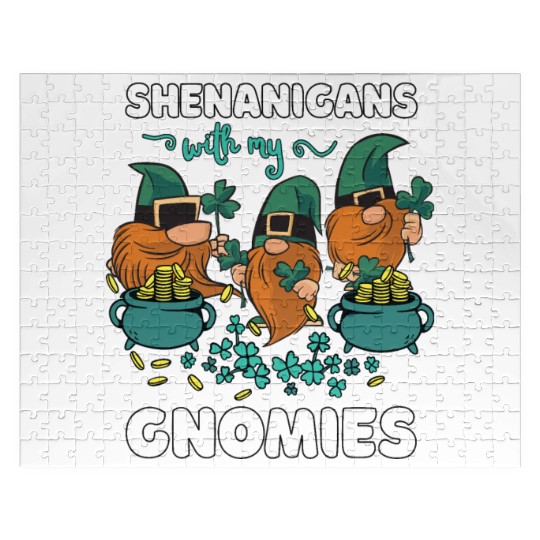 Shenanigans With My Gnomies St Patricks Cartoon Jigsaw Puzzles