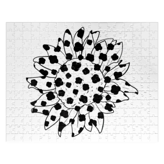 Sunflower Cow Print for Women Men Cow Lover Jigsaw Puzzles