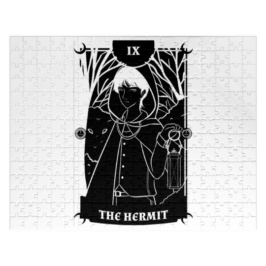 Anime Tarot Card The Hermit Occult Gothic Witch Jigsaw Puzzles