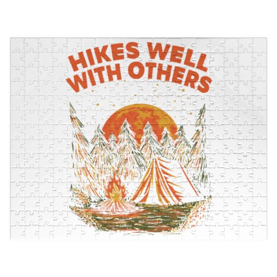 Hikes Well With Others Hiking Friends Hiker Buddy Jigsaw Puzzles
