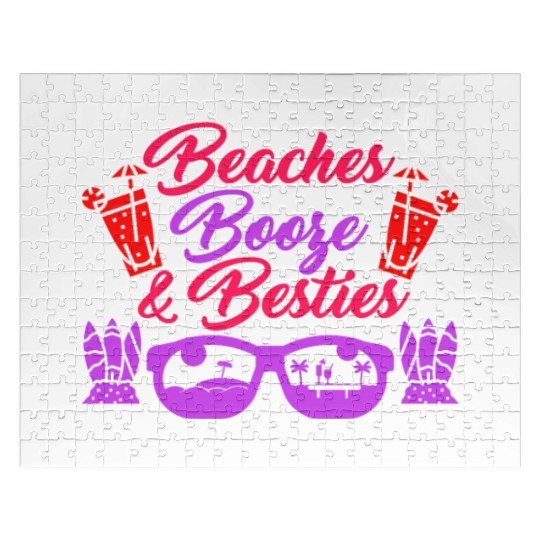 Beaches Booze Besties Summer Vacation Spring Break Jigsaw Puzzles