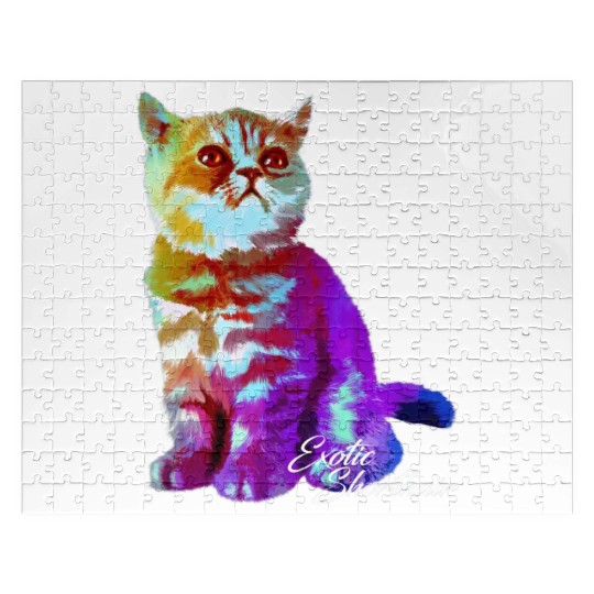 Colorful Exotic Shorthair Cat Funny Kitties Lover Jigsaw Puzzles