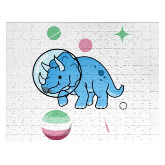 Abrosexual Pride Triceratops Astronaut Jigsaw Puzzles