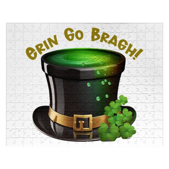 Get Lucky with this 'Erin go Bragh' Top Hat Design Jigsaw Puzzles