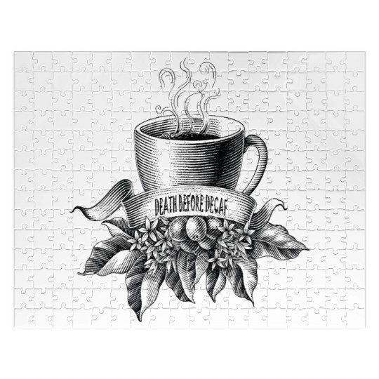 Death Before Decaf Line Art Jigsaw Puzzles