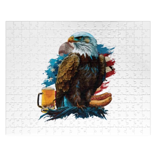 Baseball Hotdogs Apple Pie Beer Drinker Patriotic Jigsaw Puzzles